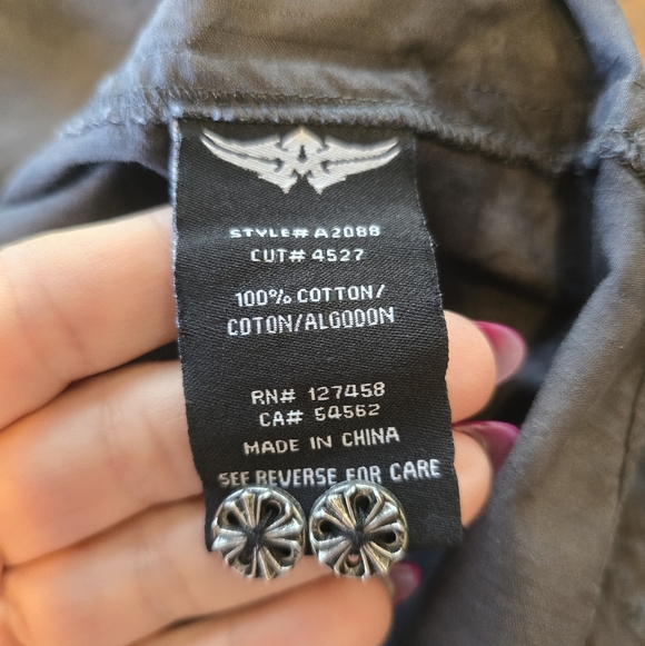 Affliction Black Cross Tie Dye Long Sleeve Button Down Shirt XL - Picture 8 of 9